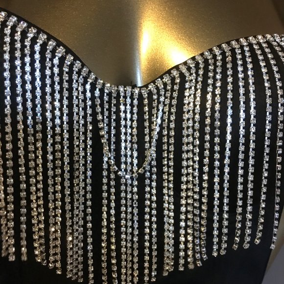 Rhinestone Fringe Cropped Bustier  - Marked size 34B / XS  ｡・:*˚:✧｡  NEW!!! ✧✧✧ - Picture 4 of 10